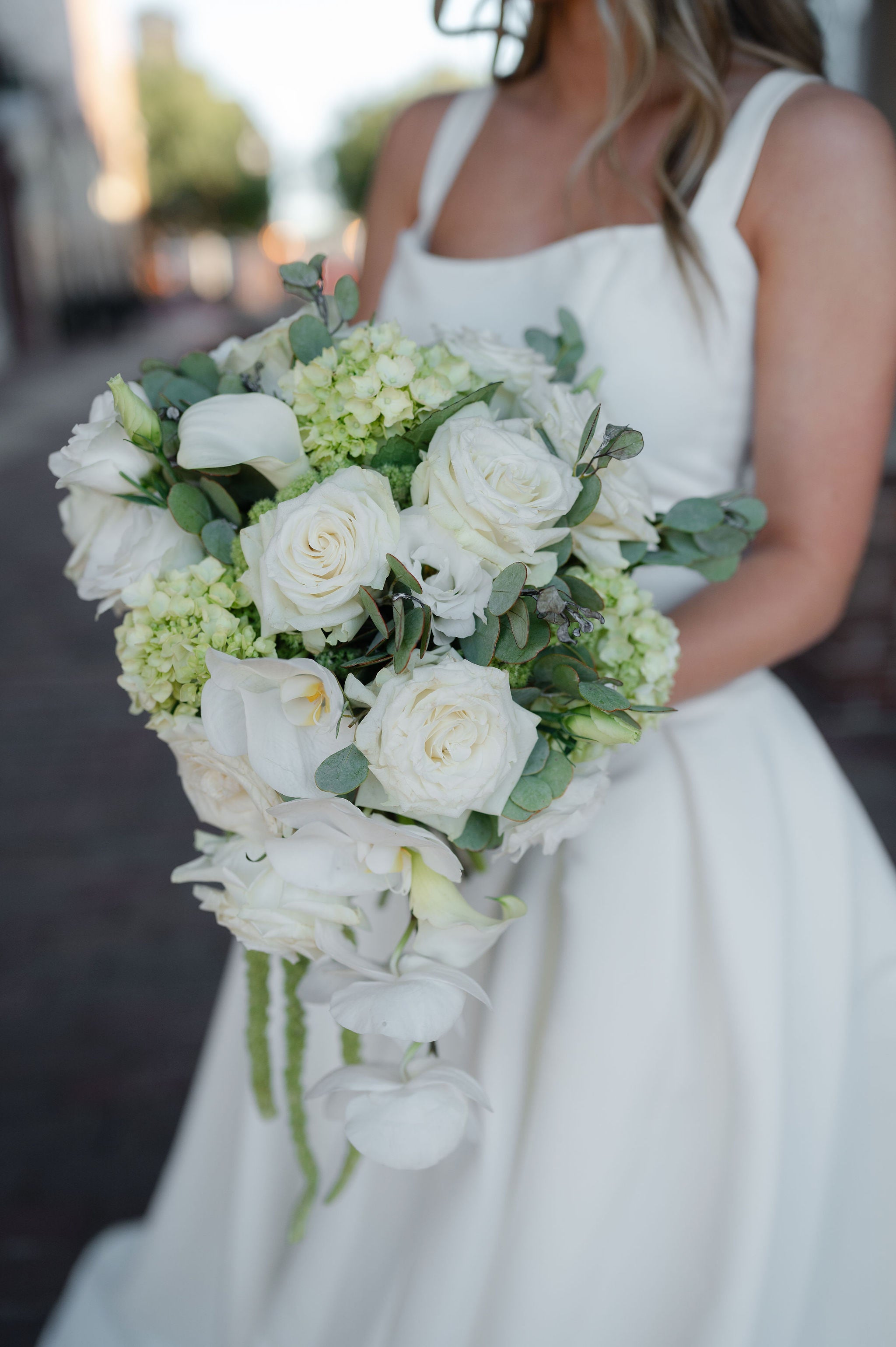 White cascade bridal bouquet, Pella, Iowa