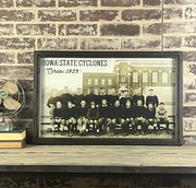 Framed reproduction photo of the 1923 Iowa State Cyclones football team, sold at Thistles in Pella, Iowa