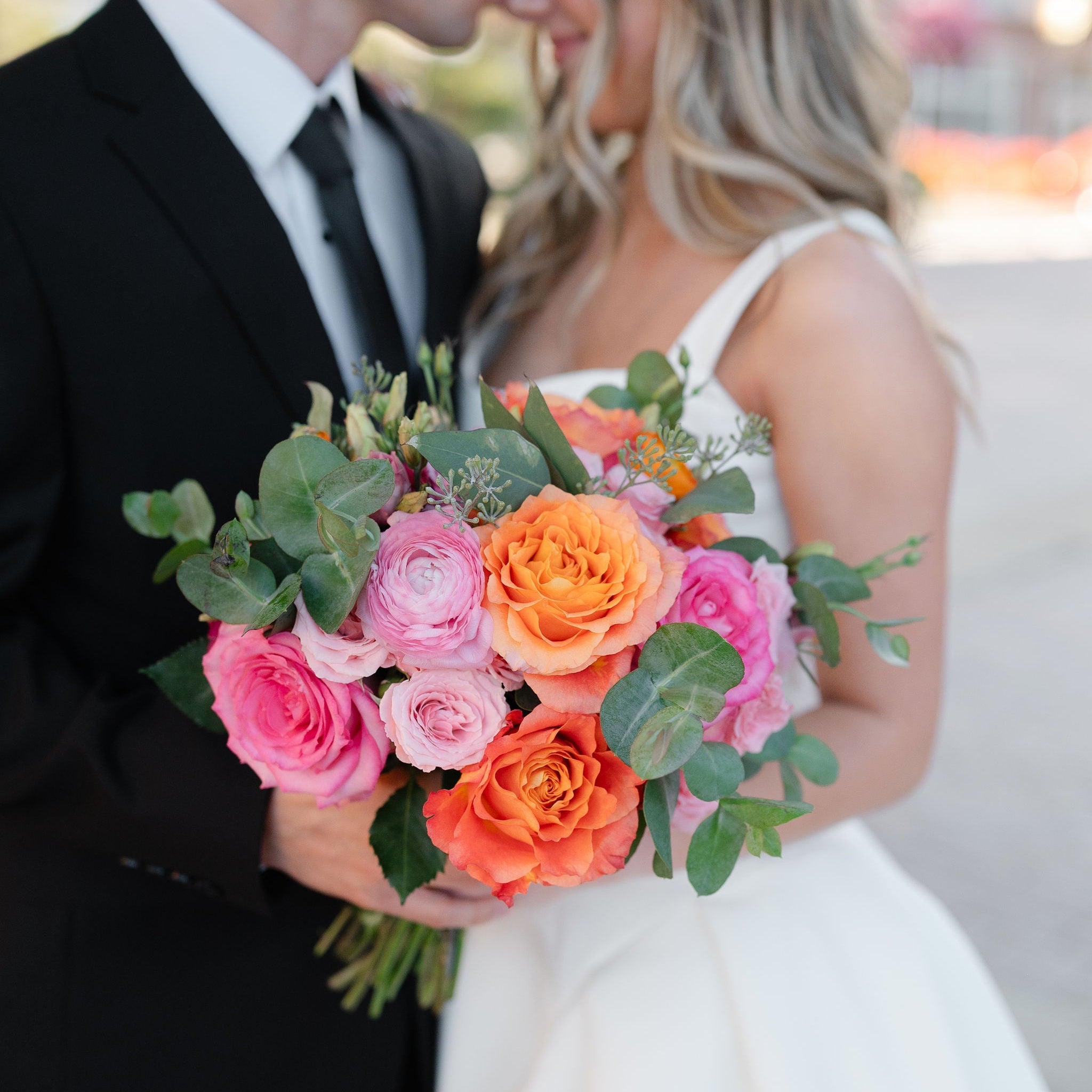 Pink and orange compact bouquet, Pella, Iowa