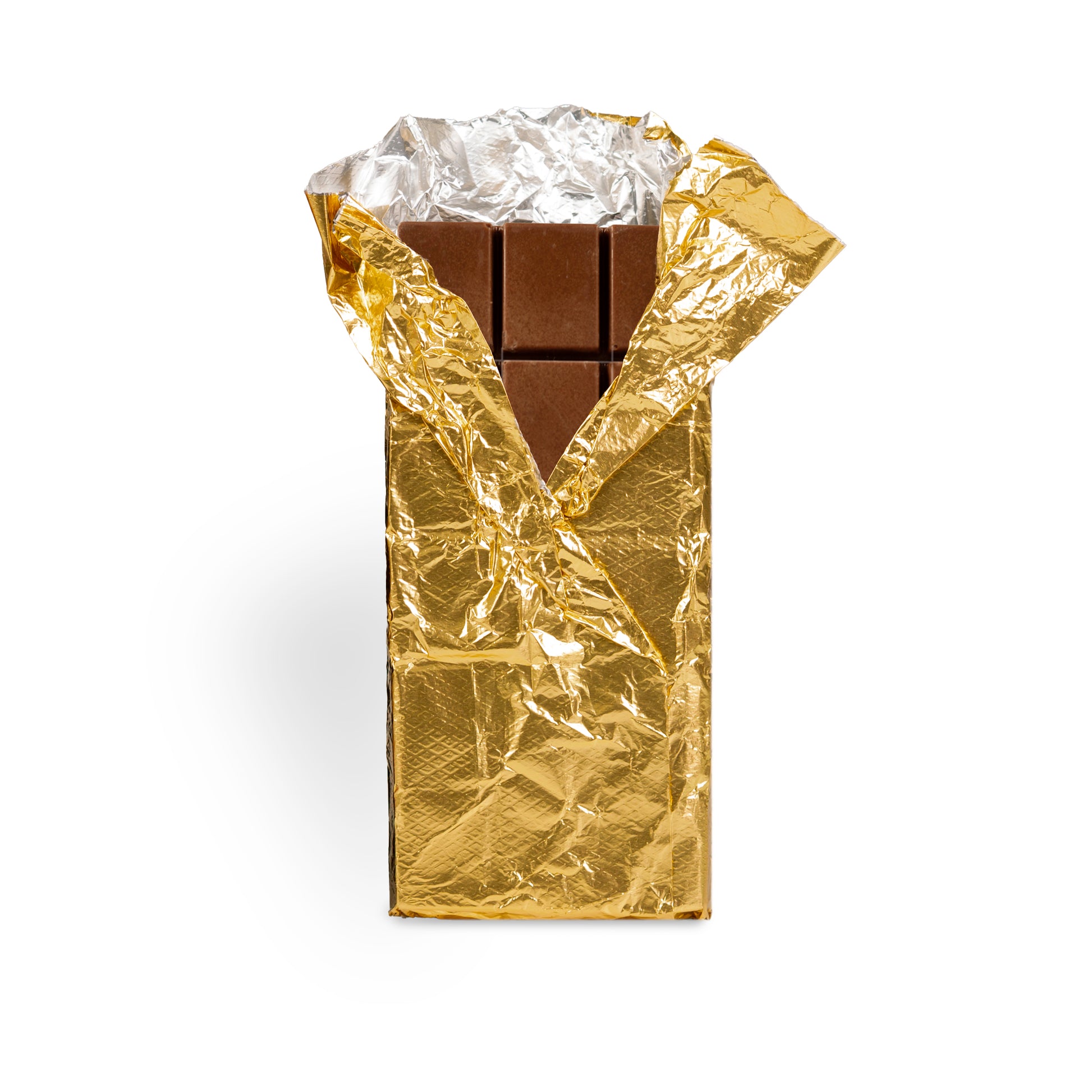 Garden Square Classic milk chocolate bar in gold foil wrapping, Pella, Iowa