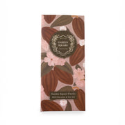 Garden Square Classic chocolate bar packaging with pink and cocoa bean design, Pella, Iowa